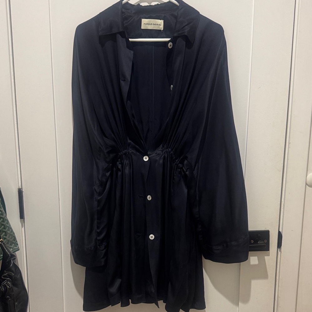 Mansur Gavriel 100% Silk Button-Front Dress Shirt